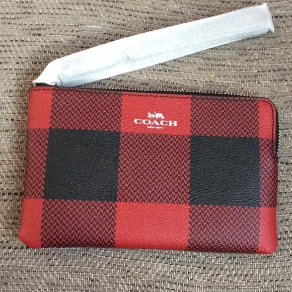 Authentic Coach Buffalo Plaid Wristlet NWT - Picture 3 of 4